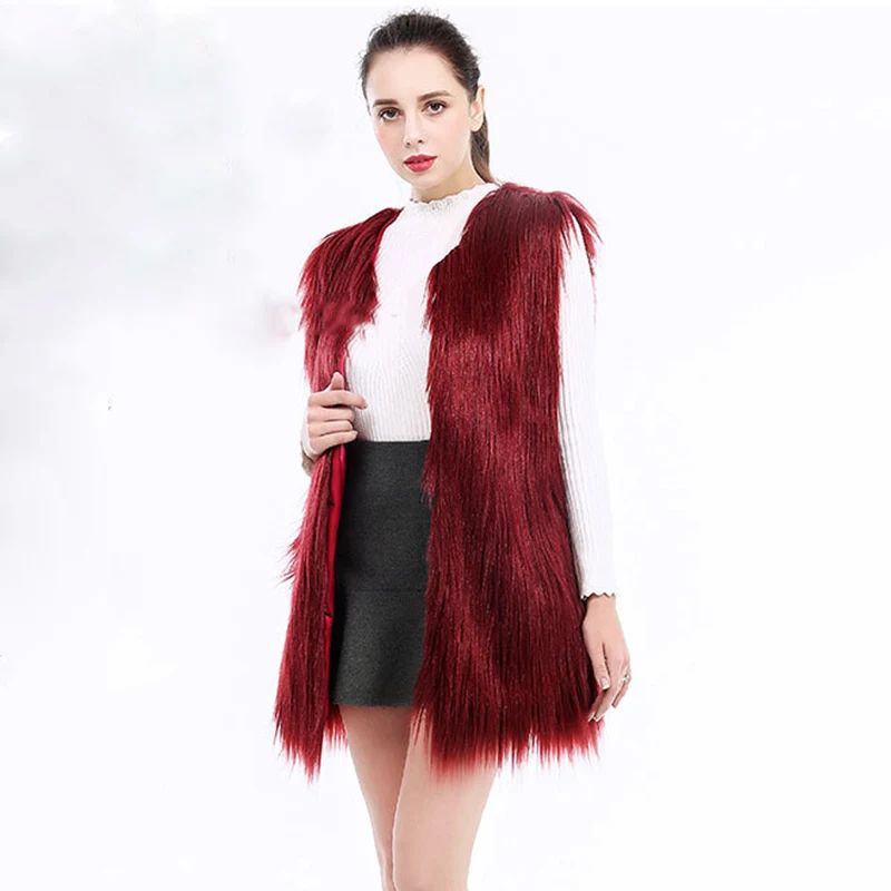 

Элегантный меховой жилет из искусственной овчины, пальто, пушистая куртка, тонкая, без рукавов, негабаритная, высокое качество, Осень-зима, т...