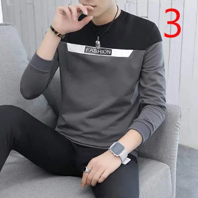 

2020 spring and autumn new white tight-fitting fashion trend cotton Korean round neck shirt