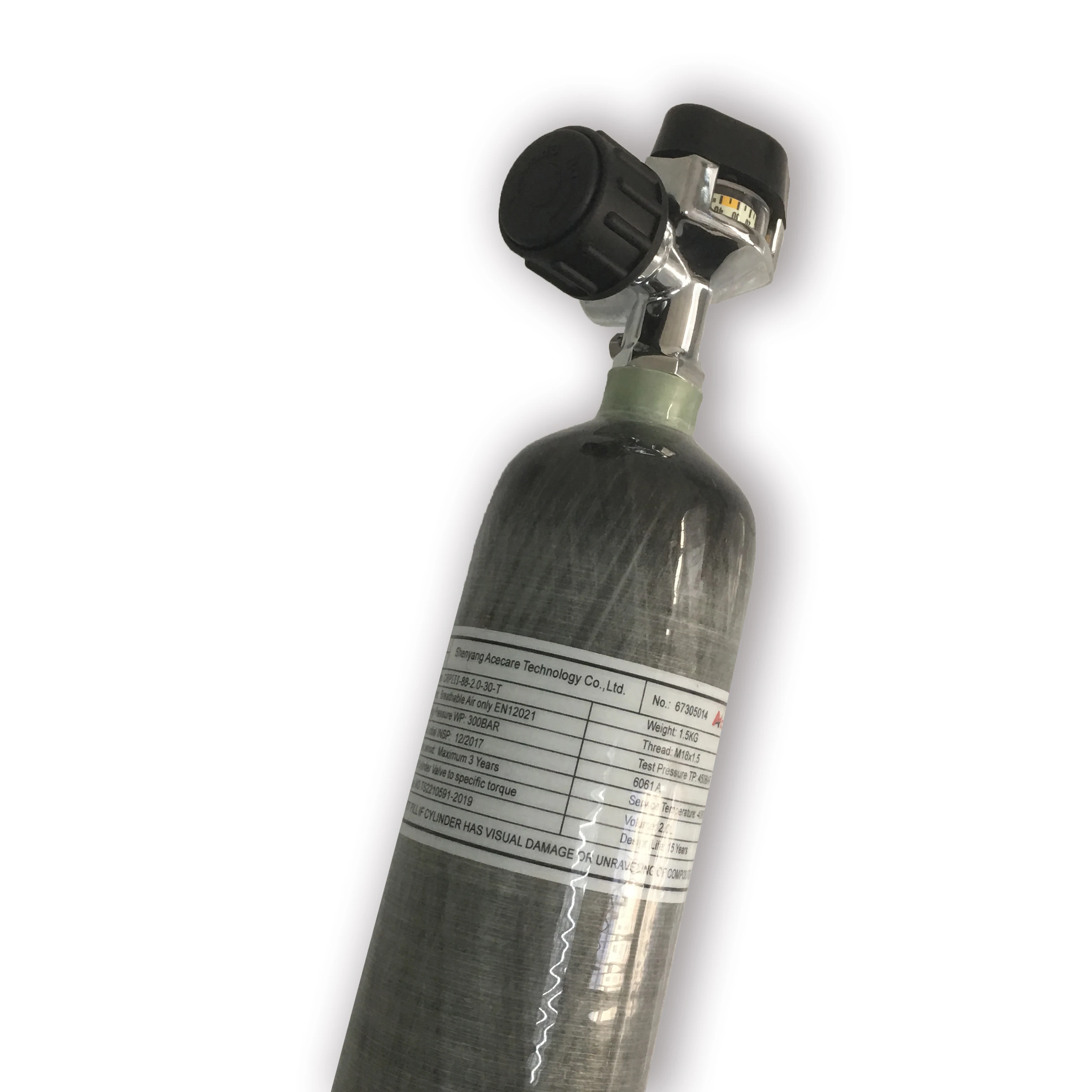 AC10221 2L Pcp High Pressure Carbon Fiber Cylinder Pcp Paintball Tank 4500psi CE Pcp Tank Valve For Breathing Equipment Acecare