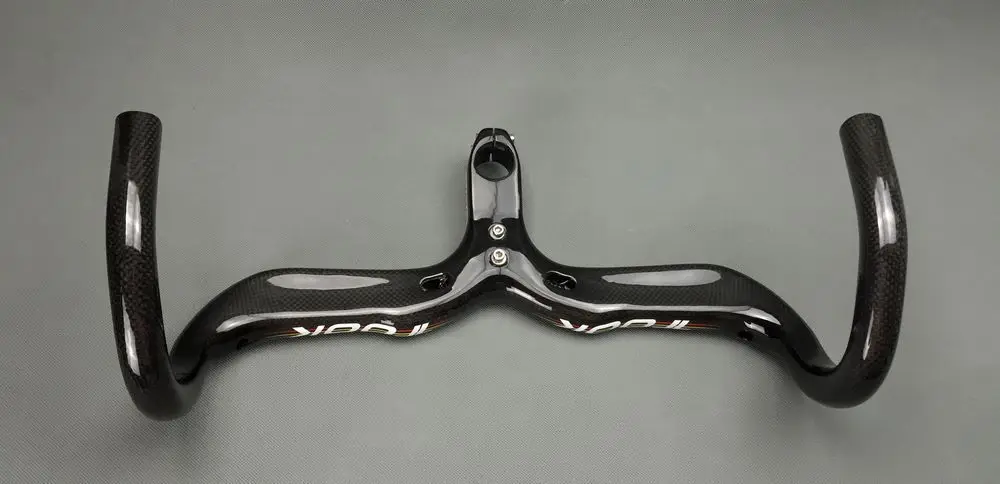 Дешево Изгибающаяся рукоятка для шоссейного велосипеда, встроенный глянцевый руль из углеродного волокна 3K с защитой от падения для руля 28,6x40 0/420/...