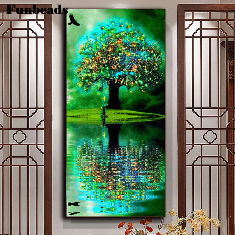 5d алмазная живопись зеленый фон Дерево diy Полная квадратная дрель мозаичная