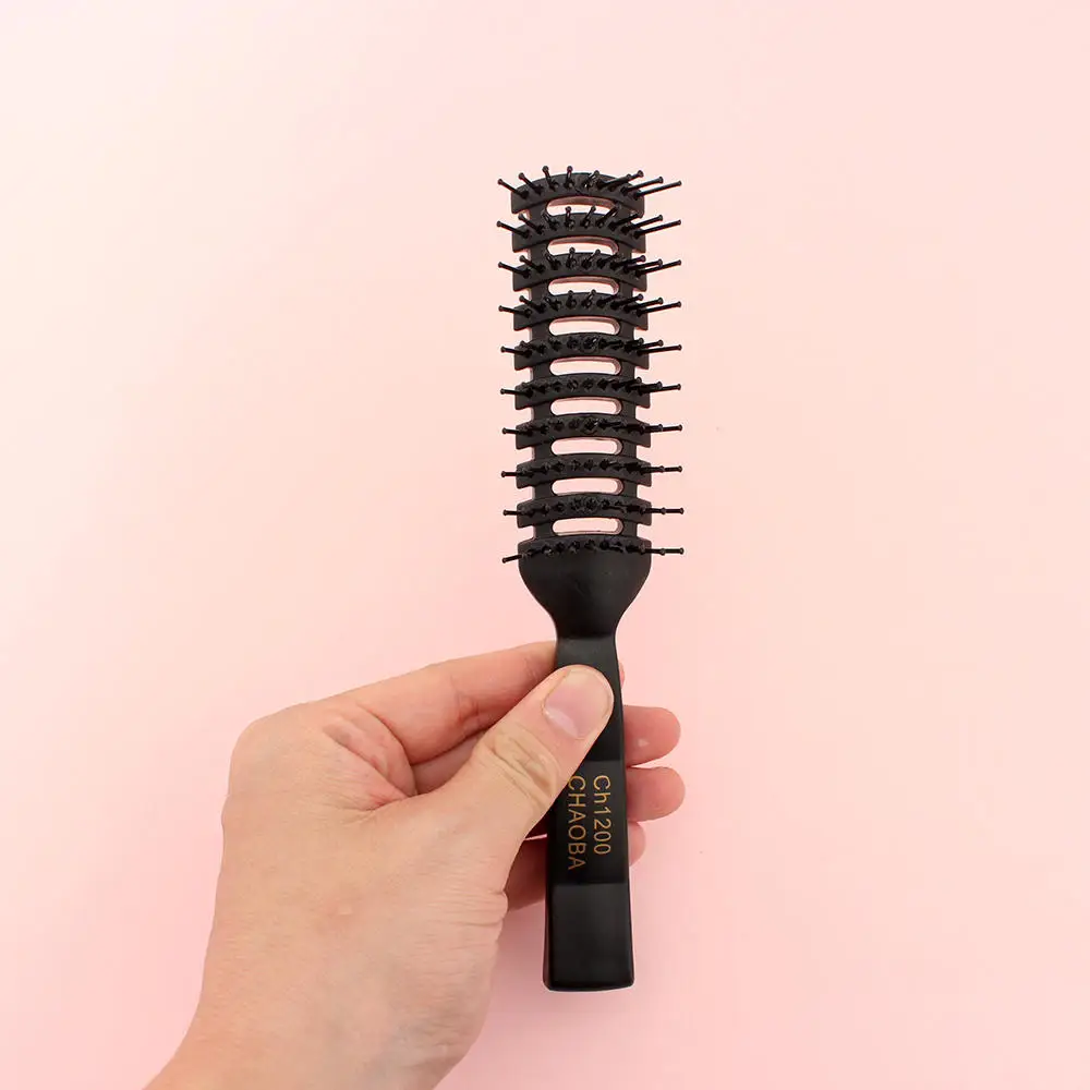 1pc Professional Salon Curl Hair Combs Black PP Plastic Half Cylinder Hairs Brush Anti-Static Massage Comb For Hairstyling Tool | Красота и