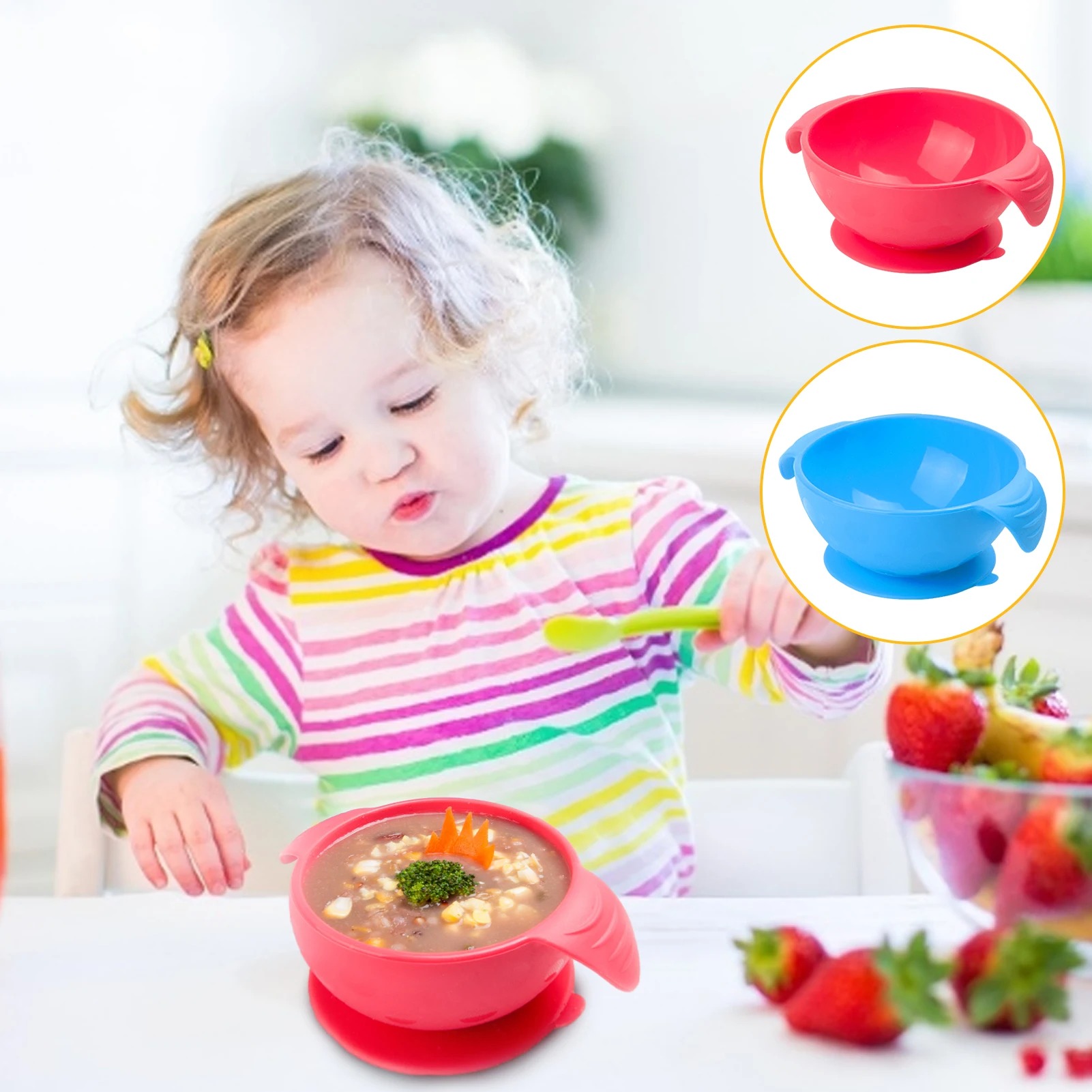 

Baby Feeding Tableware Children Plate Sucker Bowl Toddler Baby Kids Child Feeding Lid Training Bowl Spoon Learnning Dishes