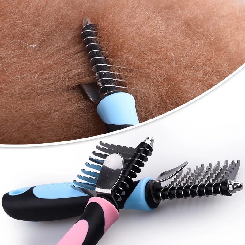QQQPET Brush Shedding Trimmer For Dog Cat Pet Safe Edges Tangles and Matted Hair Cutter Rake Remover Comb Grooming Tool | Дом и сад