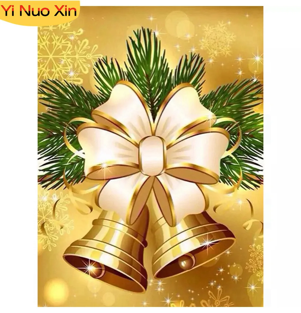 

YNX 5D DIY Diamond Embroidered Wall Stickers Diamond Art Painting Mosaic Full Square Set Home Decor Gifts Christmas Bells Winter