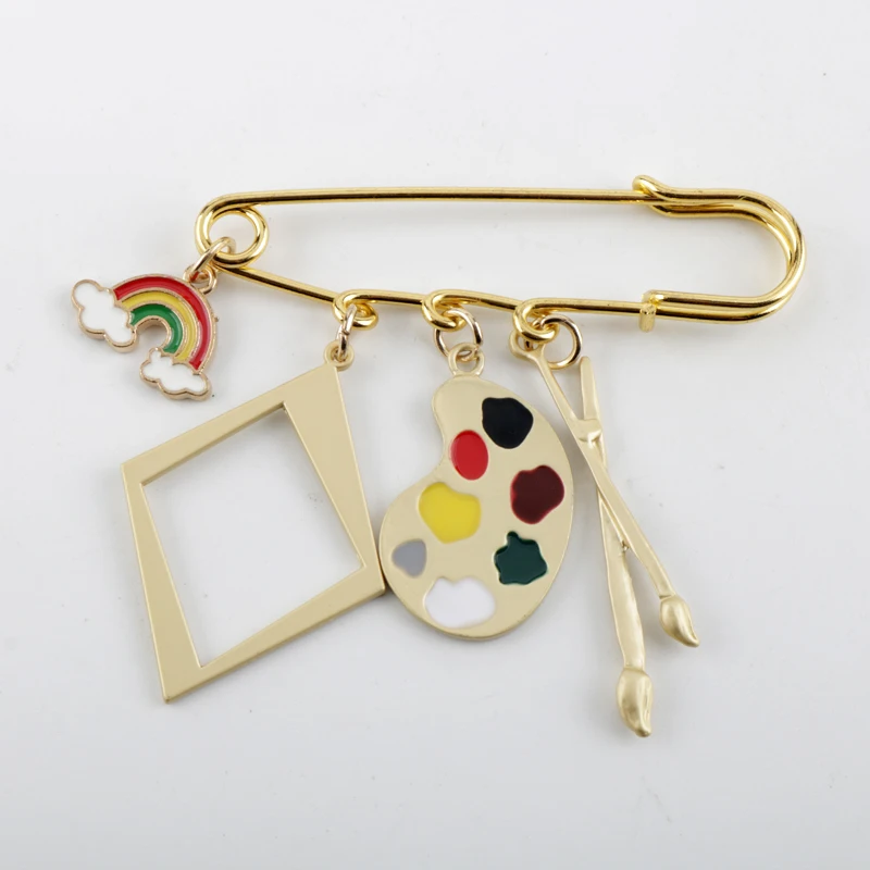 

Fashion Brush Palette Pins Geometric Rhombus Brooch значки Shirt Bag Lapel Badge 1pc Wholesale Aesthetic Enamel Pin Jewelry Gift