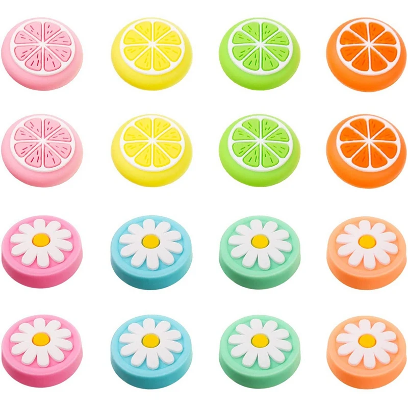 

16Pcs Cute Design Thumb Grip Cap Handle Rocker Cover Silicone Non-Slip Cap for Nintendo Switch and Joy-Con Controllers