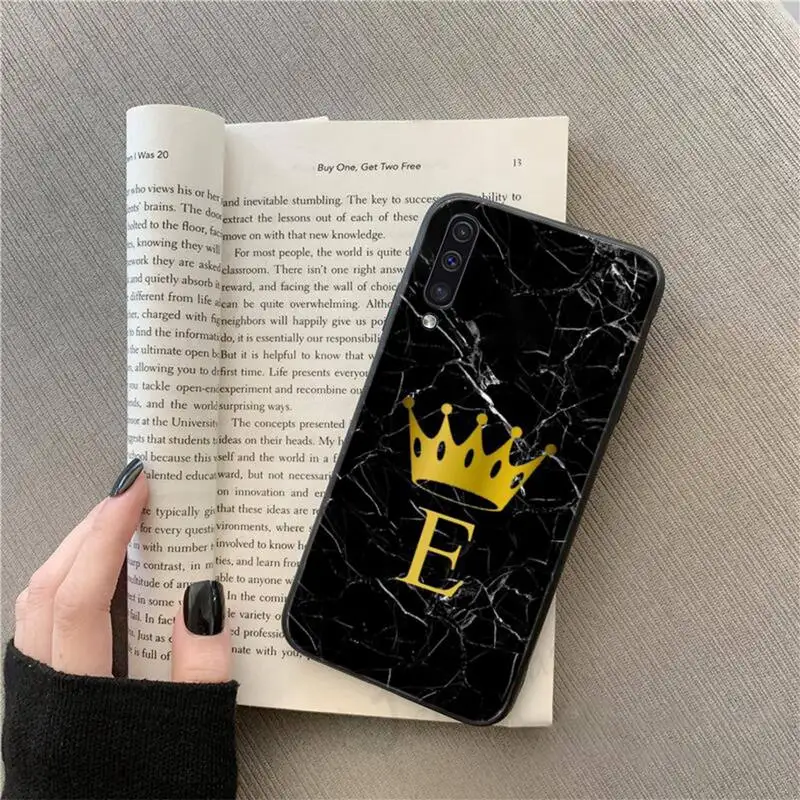 

gold letter logo Crown Marble Phone Case For Samsung galaxy S 9 10 20 A 10 21 30 31 40 50 51 71 s note 20 j 4 2018 plus