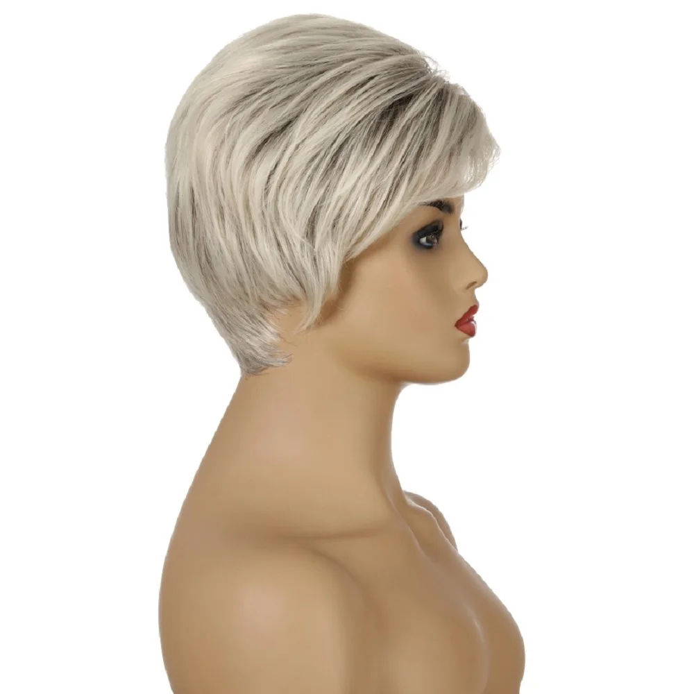 

DANBO Short Straight Hair Fluffy Natural Short Hair Synthetic Wig Lady Wig