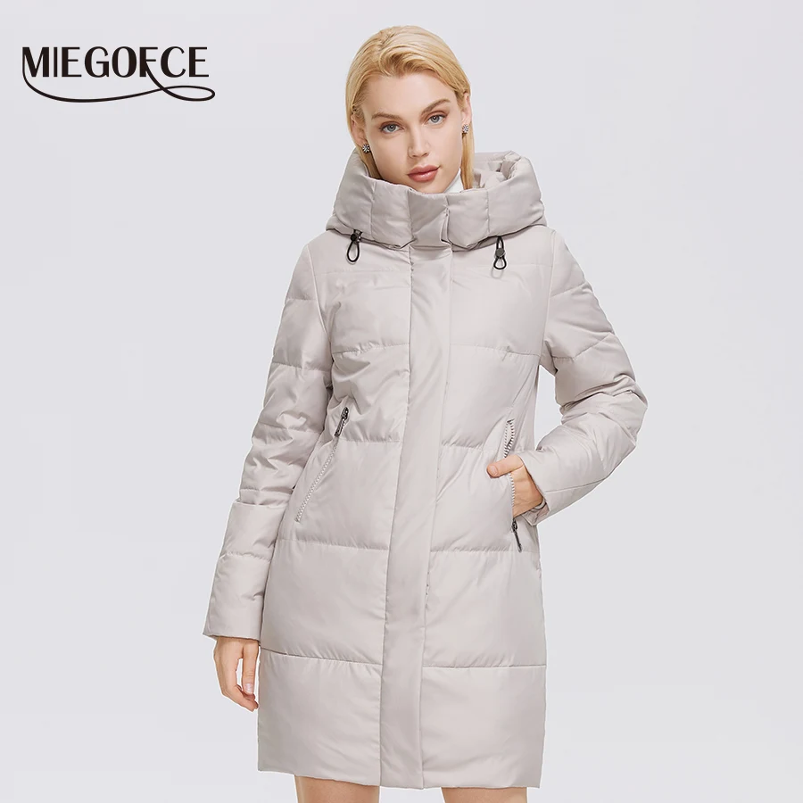

MIEGOFCE 2021 Winter Women Mid-length Coat Hooded Design To Keep Warm And Windproof Parka Zipper Loose Ladies Jackets D21647