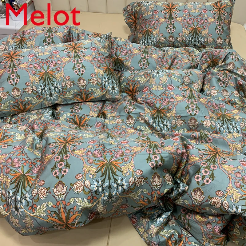 

Green Leaf Pink Flower Nordic Egyptian Cotton Bedding Set Queen King Bed Sheet Bed Sheet Quilt Cover