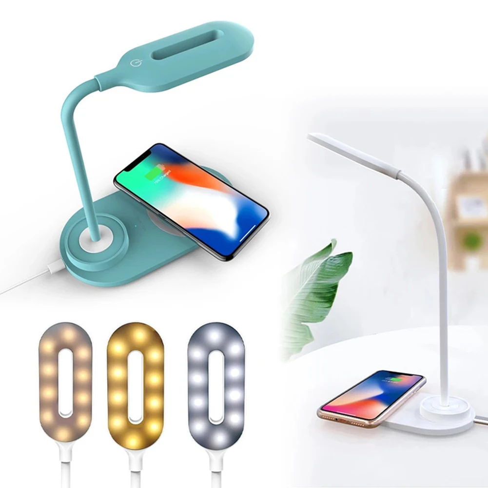 

Study Table Reading Lamp Wireless Charging LED Desk Lamp for Mobile Phone Portable Foldable Touch Dimmable Night Light