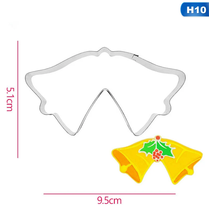 10 Stainless Steel Biscuit Mould Santa Claus Shape Fondant Cake Mold DIY Sugar Craft Xmas 3D Pastry Cookie Cutters Cake Tools - Color: 10
