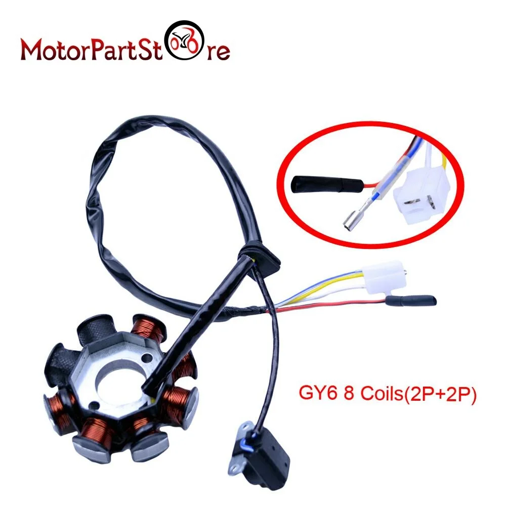 Новый Магнитный статор 8 Катушек для GY6 50cc 110cc 125cc 150cc 139QMB Go Kart скутер Мопед ATV TAOTAO JCL