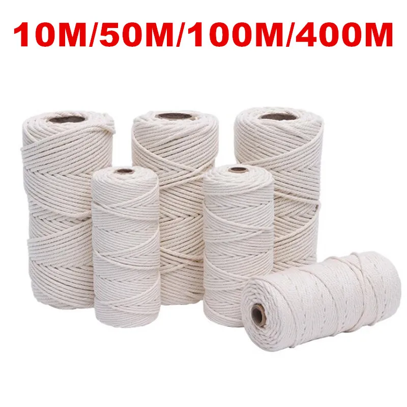 

1mm/3mm/4mm/6mm/8mm10mm Natural Handmade Cotton Cord Thread Macrame Crochet Rope DIY Hanging Tapestry Weaving Yarn Knitting Rope