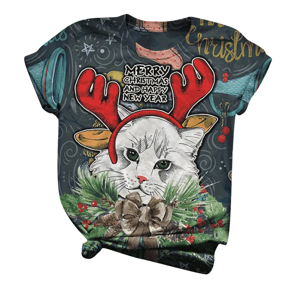 

Plus Size Women Short Sleeve 3d Christmas Printed O-neck Tops Tee shir Shirt Ladies Prin Shirt Camiseta Estampada Футболка