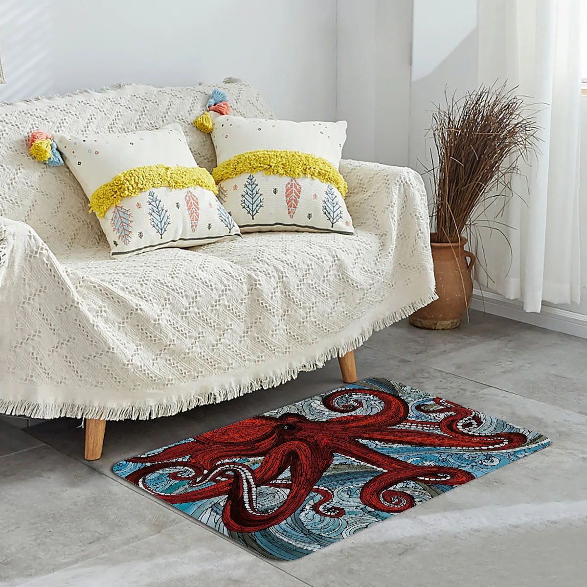 Красный осьминог море ПВХ коврик для двери открытый Крытый провод петля