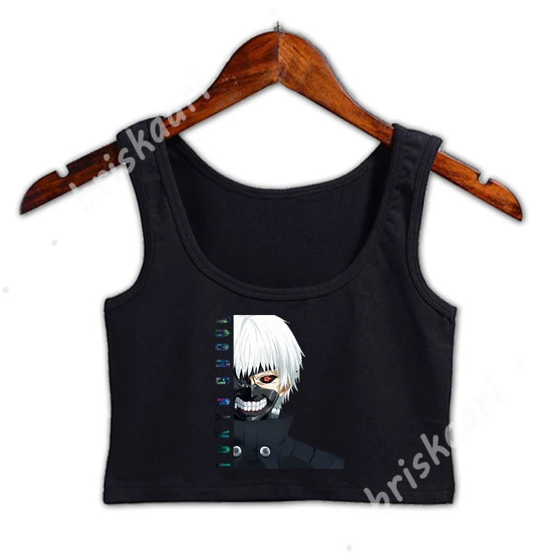 Топ укороченный с рисунком Токийский Гуль на весну осень Модный безрукавный