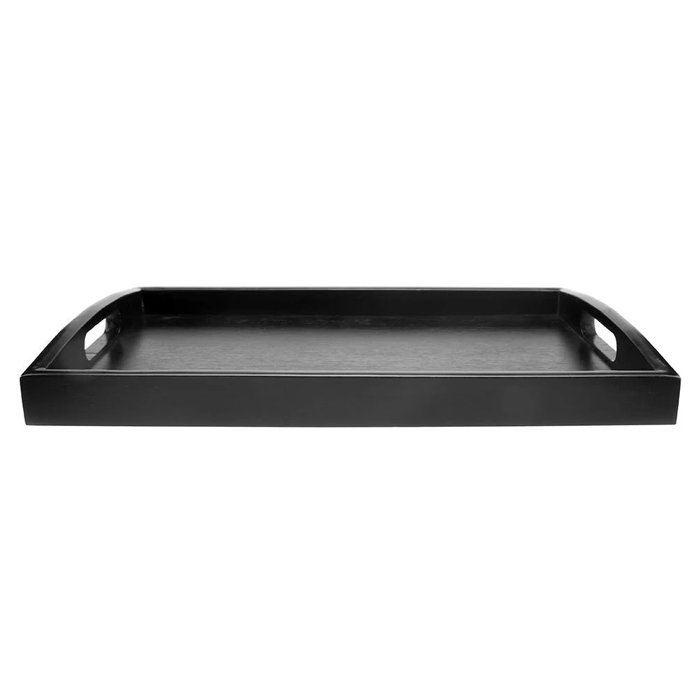 

Serving Tray Large Black Wood Rectangle Food Tray Butler Breakfast Trays with Handles Easy to Grip DSS899