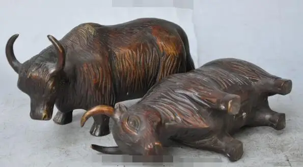 S1353 7 &quotотмеченные китайские народные фэншуй бронзовые животные яки oxen Bos grunniens