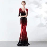 sexy little mermaid evening dresses long sequined v neck elegant formal dresses maxi wedding evening party gowns