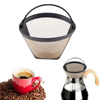 reusable coffee filter washable handle coffee filter stainless steel cone style refillable gold mesh cafe maker machine tool
