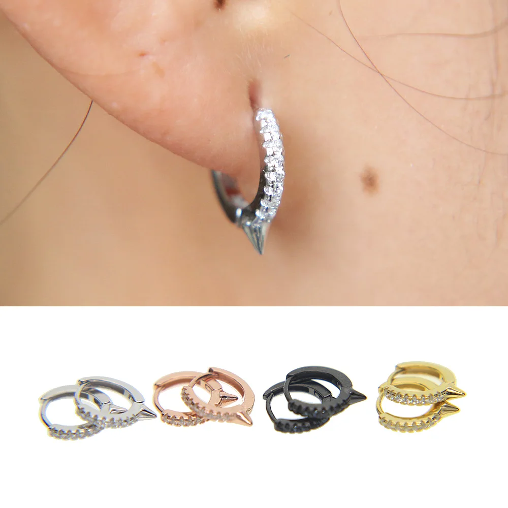 Женские серьги кольца из серебра 2019 пробы с фианитом 10 мм|Серьги-кольца| |