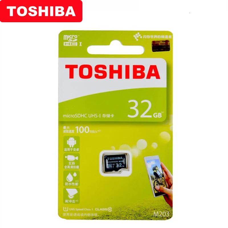 32GB TOSHIBA Micro SD карты M203 Class 10 16 Гб оперативной памяти, 32 Гб встроенной памяти, 64 ГБ 128 Гб карта памяти C10 мини SD карты SDHC/SDXC UHS-I TF карта для смартфона/ТВ - Емкость: 32GB