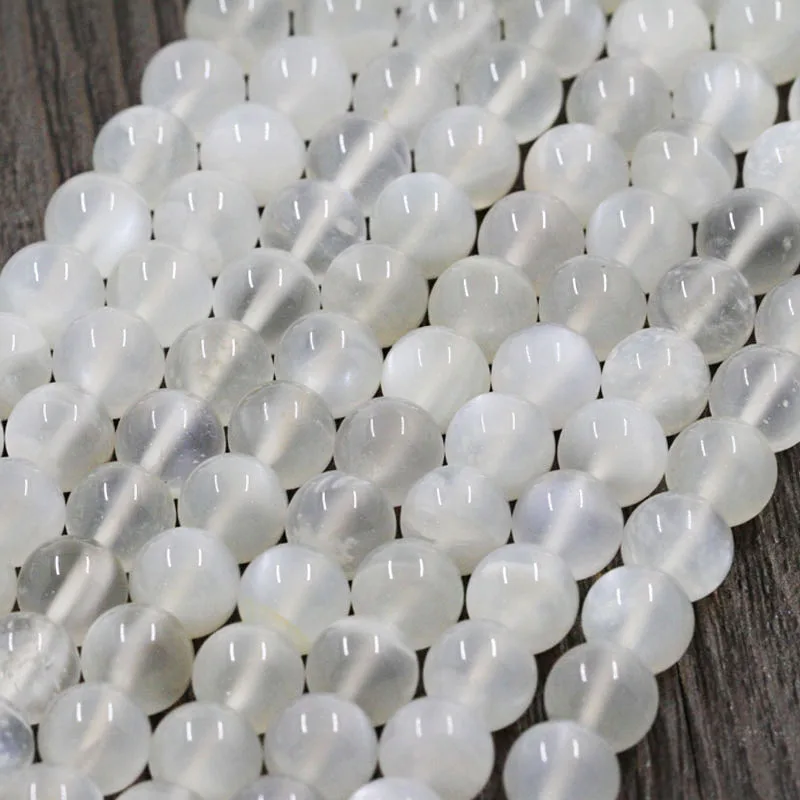 Модные бусы из натурального лунного камня высокое качество белый круглый