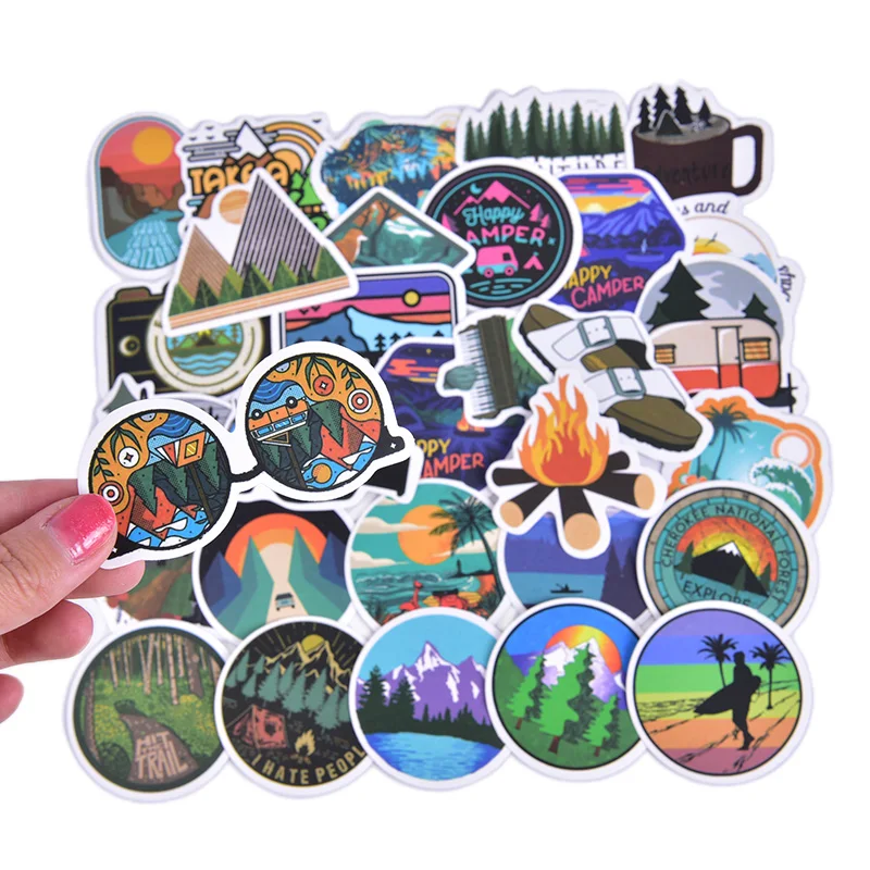 50 шт./компл. наклейки с пейзажем для кемпинга на открытом воздухе альпинизма