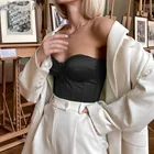 Женский атласный корсет, укороченный Топ без бретелек с открытыми плечами, зеленая Летняя Сексуальная майка-бюстье без рукавов, 2022