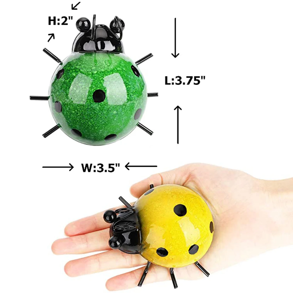 

4Pcs Metal Cute Ladybugs Beautifully Bling Color Garden Fence Wall Art Decoration Outdoor Wall Sculptures #5O