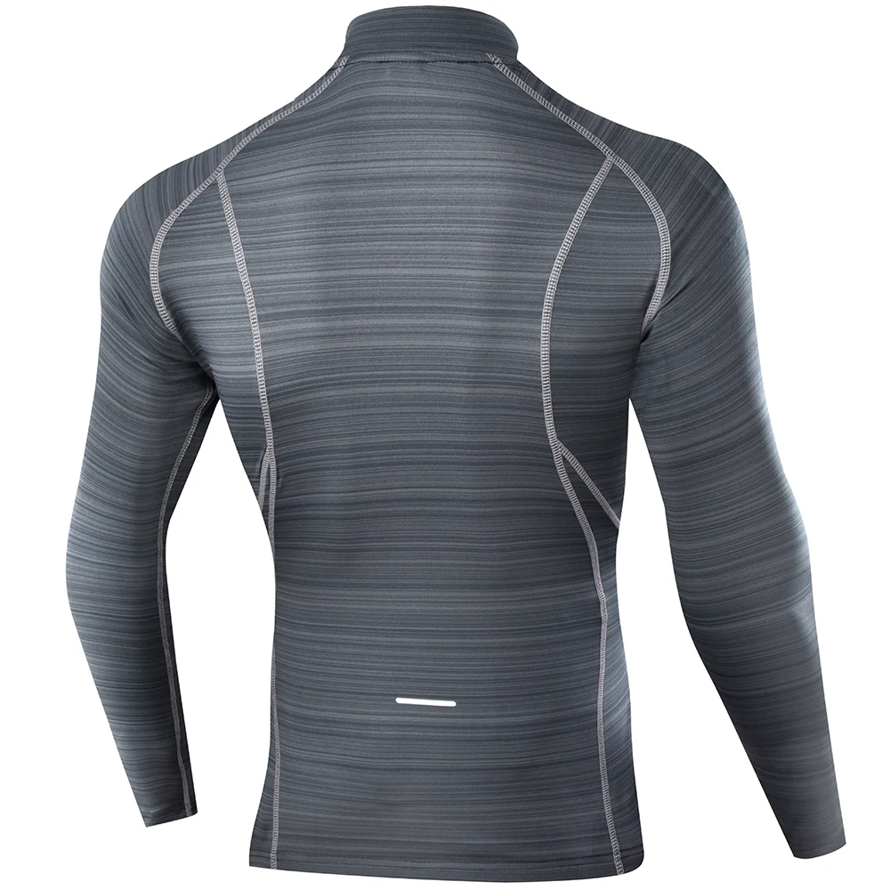 Outto High Collar Compression Shirts Men Gym T-shirts Fitness Rashguard Long Sleeve Top
