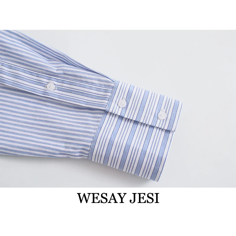 

WESAY JESI Women's Clothes 2021 Summer Striped Buttoned Shirt Women's Single-Breasted Long Sleeve 2021 Fashion Commuter Shirt