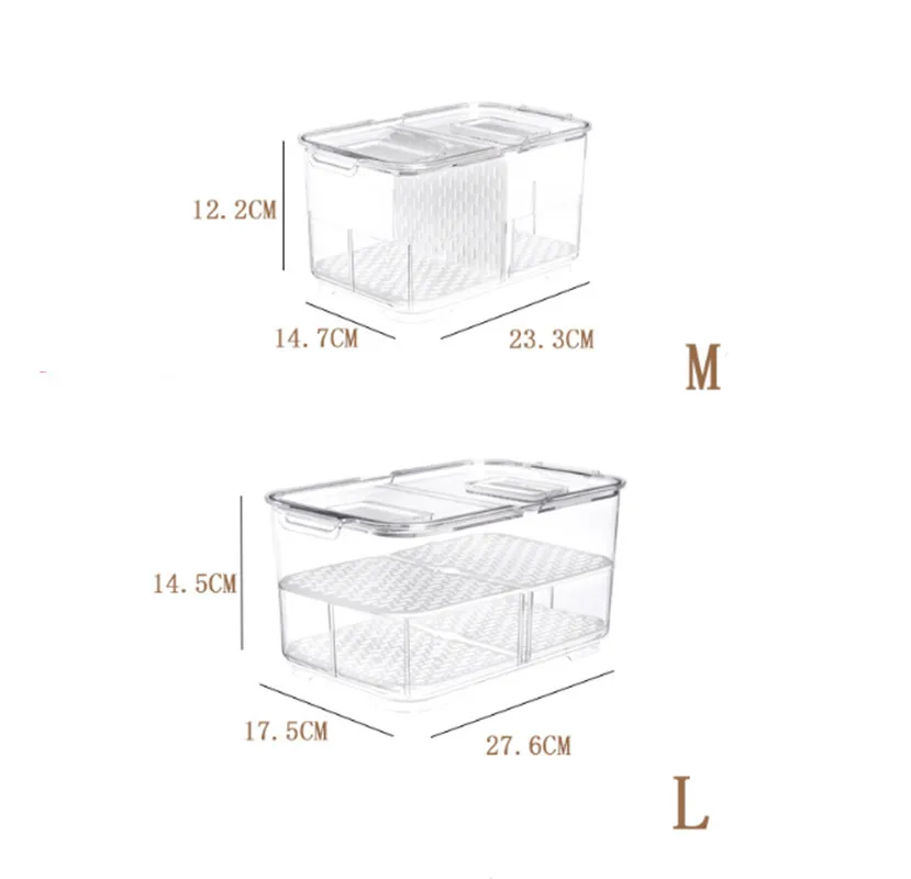 

Explosive creative kitchen rectangular refrigerator fruit and vegetable draining fresh-keeping box double sealed storage box