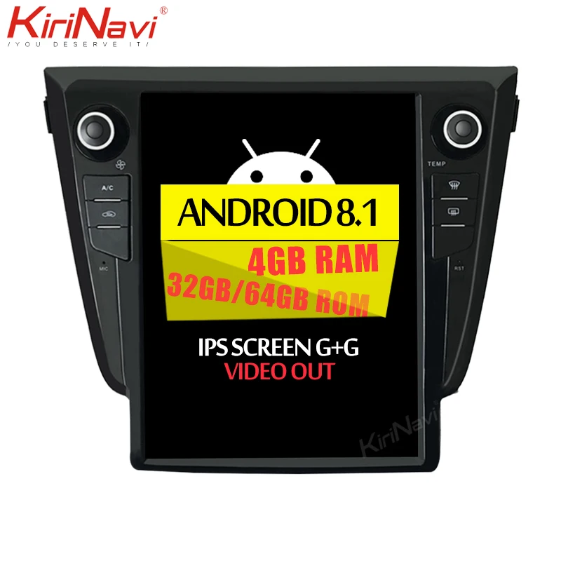 KiriNavi Telsa стиль вертикальный экран 1 Din Android 8,1 12," автомобильный DVD Радио для Nissan Qashqai X trail авто gps навигация wifi