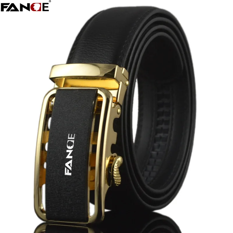 

FANGE men belt leather belt men automatic buckle high quality male Fashion jeans chain stretch solid luxury brand black FG3517A