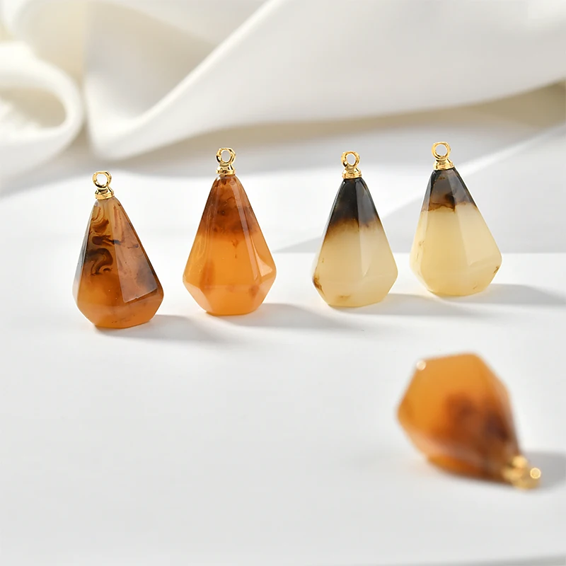 Медная 18K Золотая крышка капелька из смолы кулон DIY серьги аксессуары для