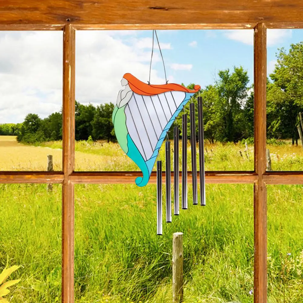 Ветряные колокольчики металлические акриловые русалки в скандинавском стиле