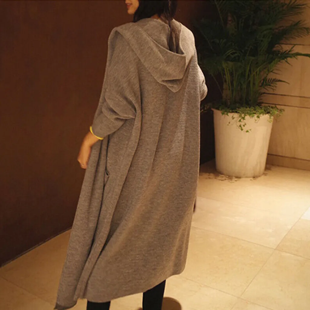 JAYCOSIN New Autumn 2019 Women Solid Color Knitted cardigan sweater coat long female Hooded knitted Outwear Coat jackets mujers |