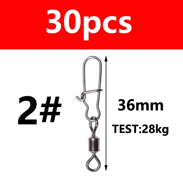 30pcs size 2 30 Вт, 20 штук морской рыбалки разъем Вращающийся шарнир из кирпечей из глины пин быстрые кнопки зажимы для рыболовной приманки рыболовные аксессуары для снаряжения - Цвет: 30pcs size 2