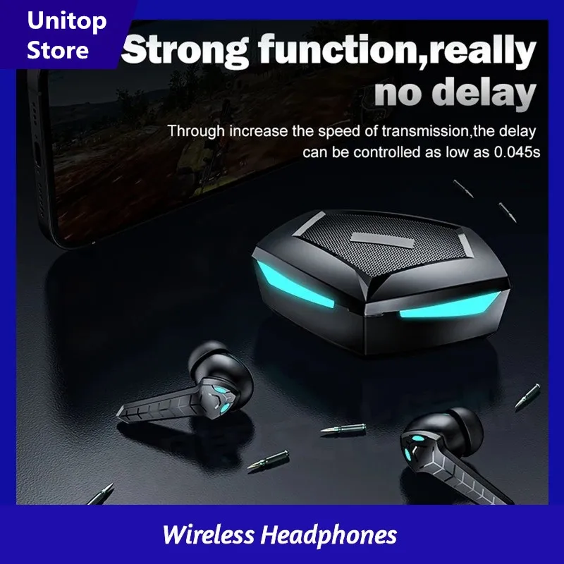 

New TWS Gaming Earphones with Microphone Wireless Bluetooth Headphones Gamer Earphone Low Latency Earbuds Stereo Charging Box