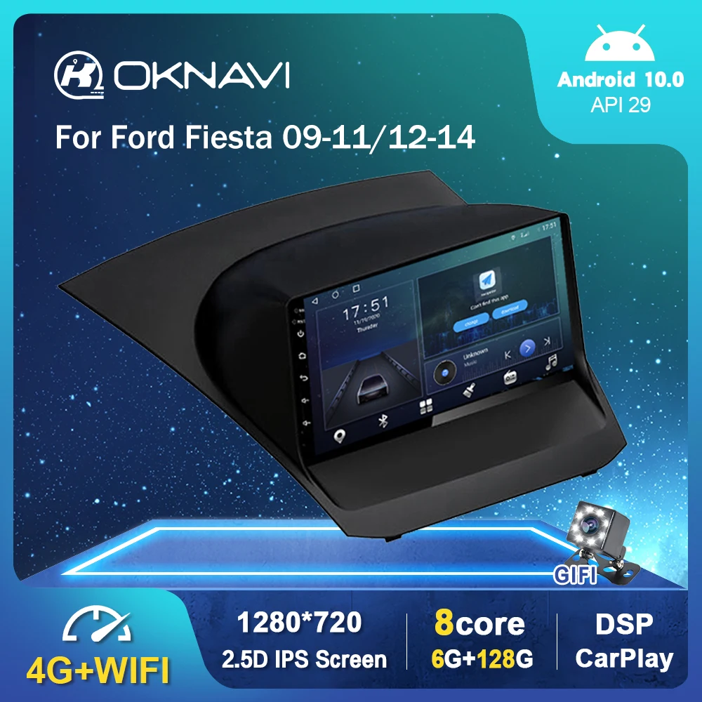 Автомагнитола на Android 10 0 видеоплеер для Ford Fiesta 2009 2011 GPS стерео Carplay навигация DSP OBD BT
