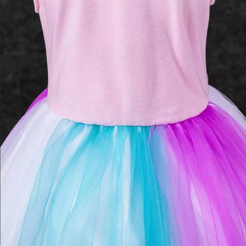 Bibihou First Birthday Girls Clothing vaiana Summer Princess Clothes Moana Cartoon Tulle Tutu Dresses Rainbow Handmade | Детская одежда