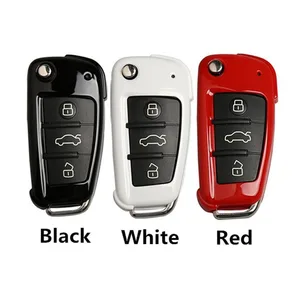 Чехол для автомобильных ключей Audi A1 A3 S3 A6 C6 Q3 Q7 TT R8, глянцевый, красный, черный, белый цвет