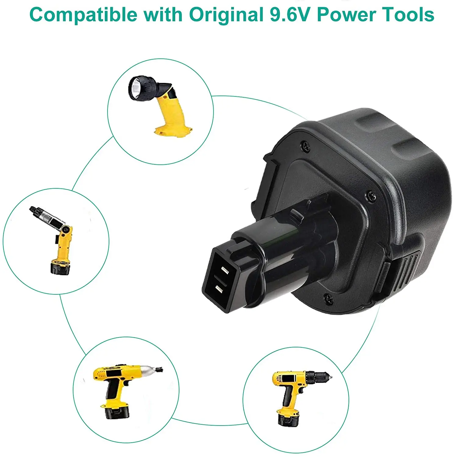 3600mAh for Dewalt 9.6V Battery DW9062 Battery Replacement for DEWALT 9.6V Battery NI-MH, DW9061 DW9062 DE9036 DE9062 DW9614