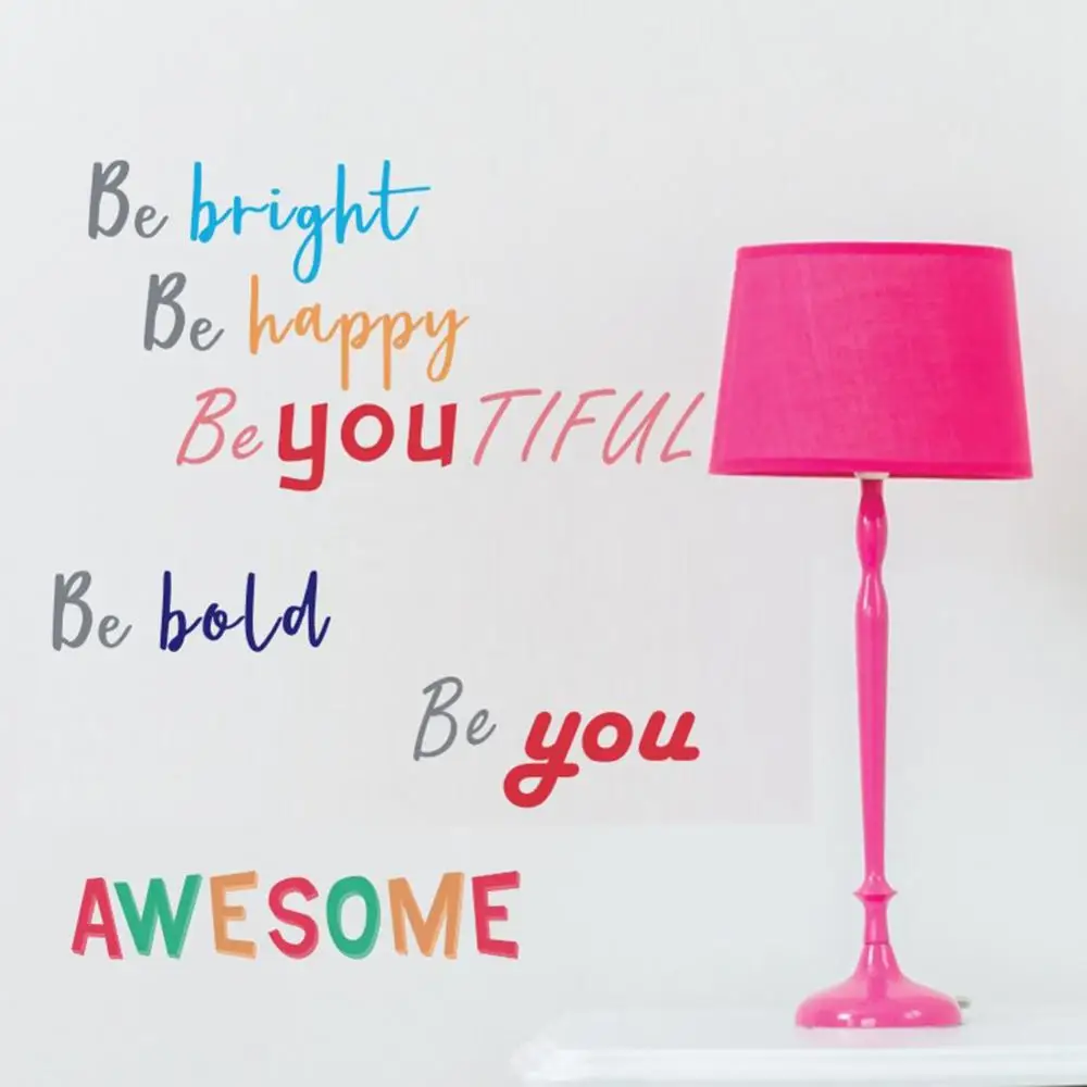 Красочная вдохновляющая надпись цитата наклейка на стену Будьте яркими и