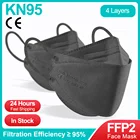 50 шт., сертифицированные черные маски ffp2 CE fpp2, маски kn95 для мужчин и женщин, FFP2MASK