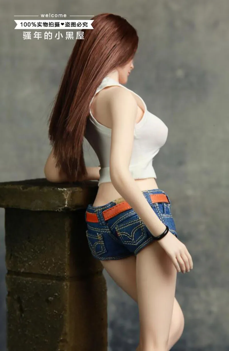 

CF002 1/6 Female Sexy Ultra Short Ultra Low Waist Slim Jeans Short Pants Fit 12" Female Soldier Action Figure Body Toys