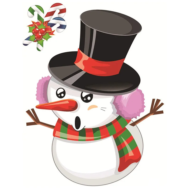 Мультяшная Рождественская наклейка s Санта Клаус/Снеговик/Лось стеклянная для